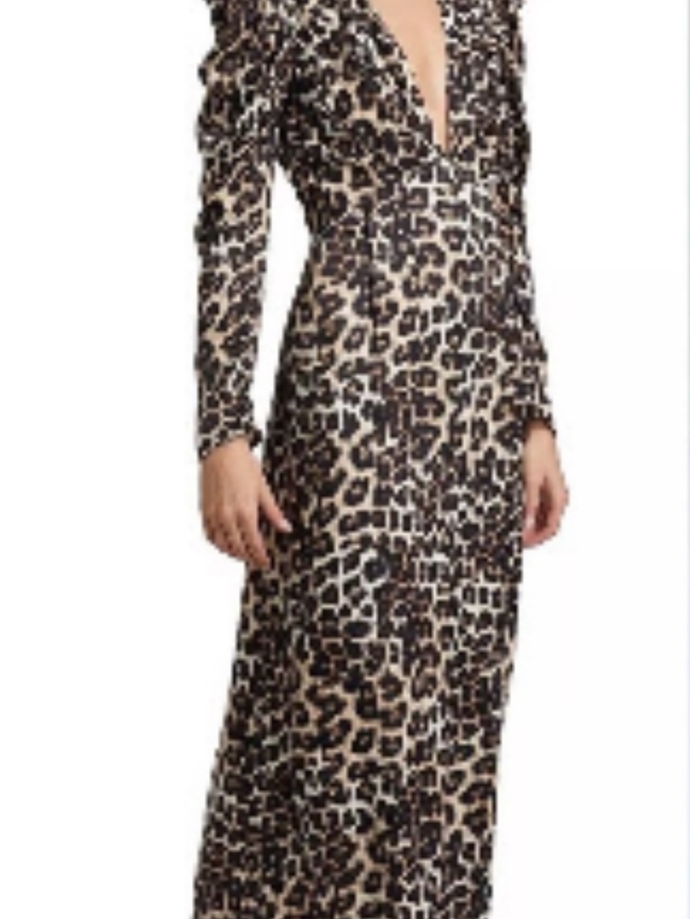 FARM Rio Leopard Print Long Sleeve Midi Dress in Brown and Black